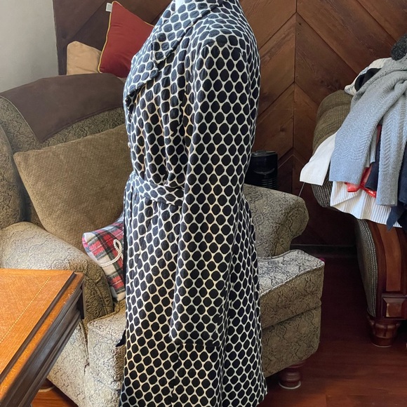 DM New York Black Cream Coat Cotton Knit Button Down Collared size large dotted - Picture 4 of 12